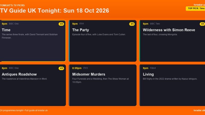 TV Guide UK Tonight: Sun 18 Oct 2026 – Time Finale, The Party & Strictly Results