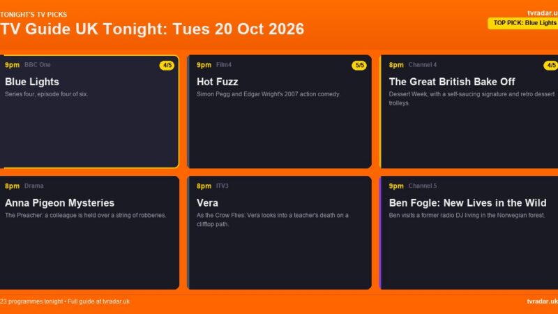 TV Guide UK Tonight: Tues 20 Oct 2026 – Blue Lights, Bake Off & EastEnders