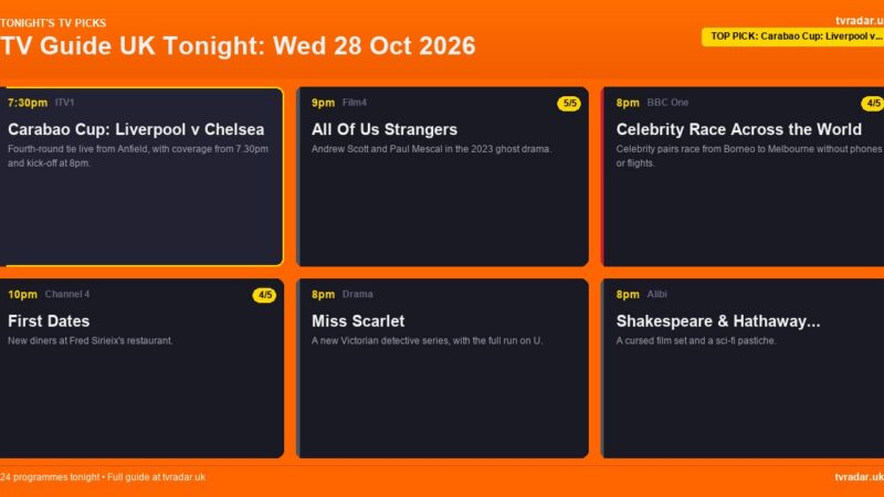TV Guide UK Tonight: Wed 28 Oct 2026 – Budget Day, Liverpool v Chelsea & Celebrity Race Across the World